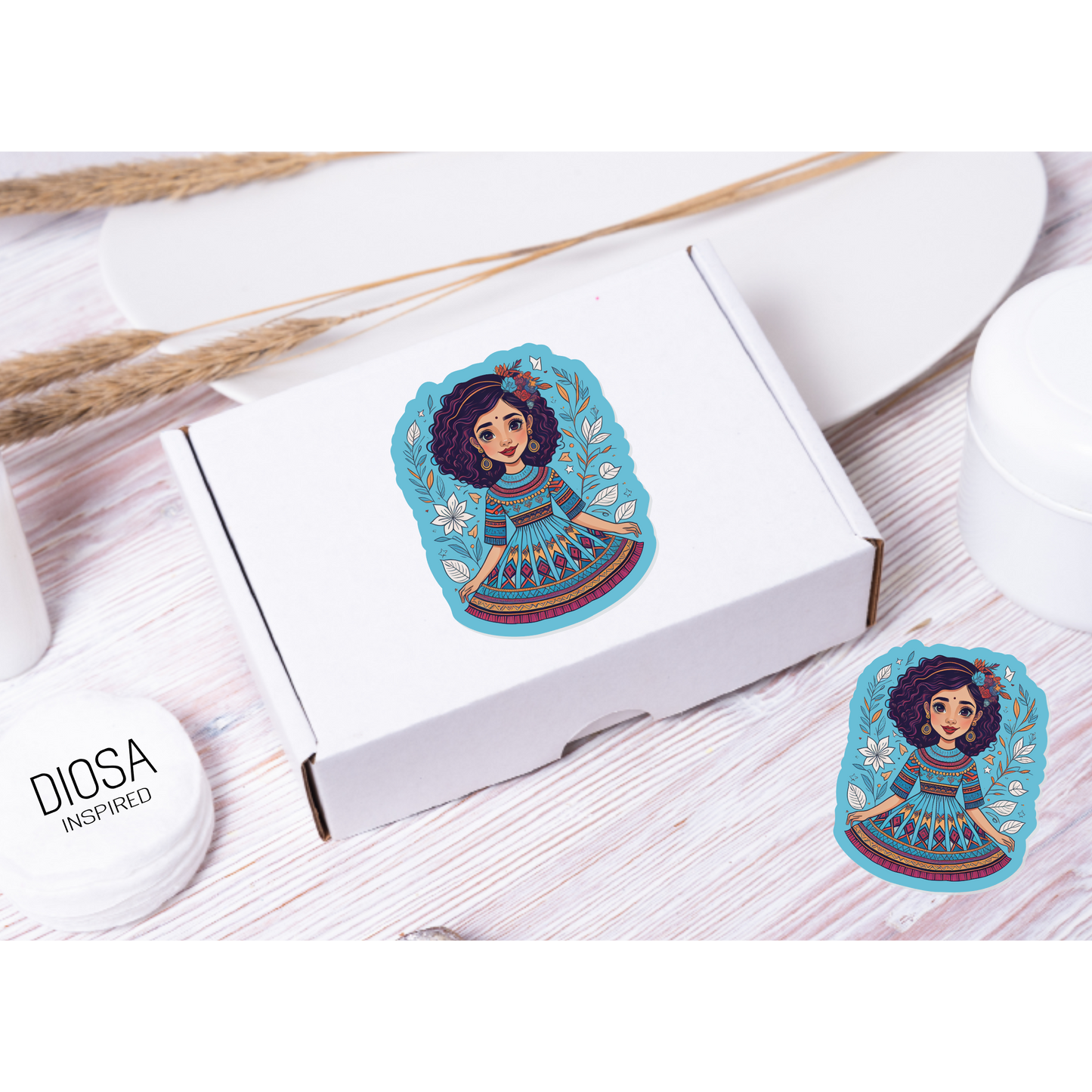 Blue Dress Girl Sticker