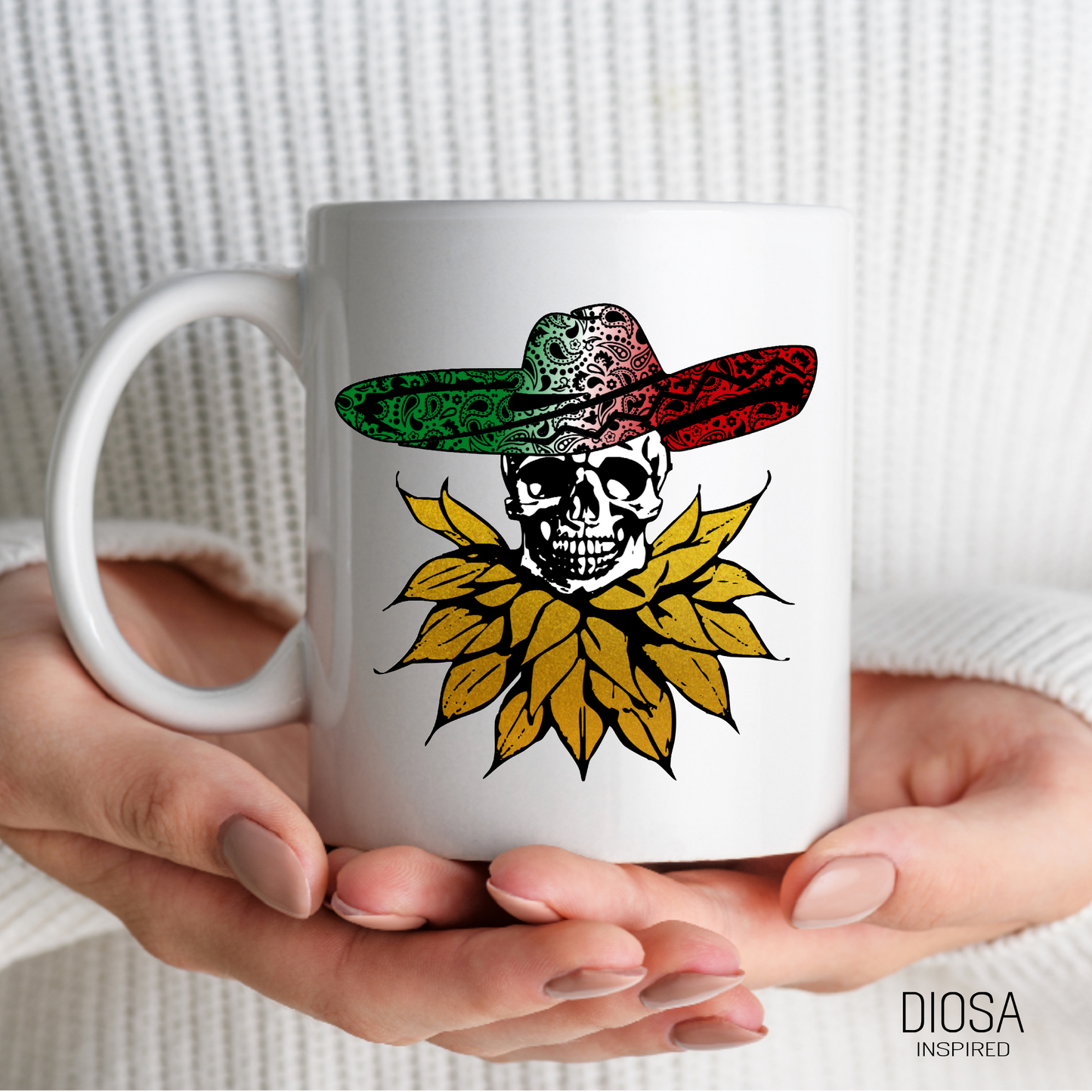Mexican Flag Sombrero Skull Mug